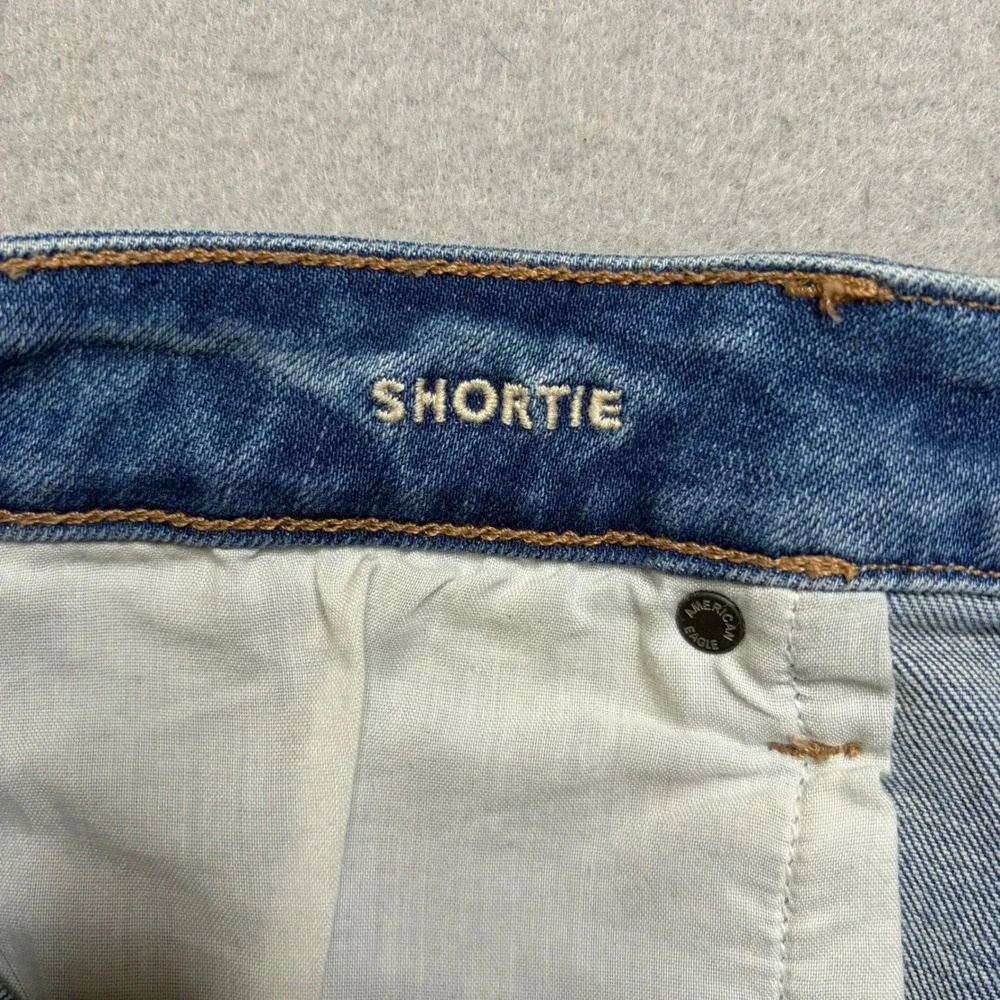 American Eagle Denim Shorts Womens 12 Blue Shortie Distressed Y2K Stretch Cutoff